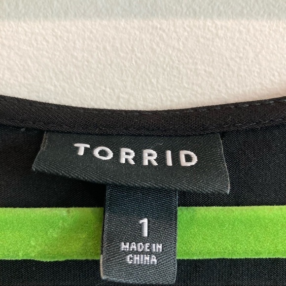 TORRID Sz 1 Faux Wrap Midi Jersey Knit 3/4 Sleeves Elastic Waist Band Dress - Picture 5 of 12